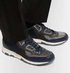 Lanvin - Mesh, Suede and Textured-Leather Sneakers - Men - Navy