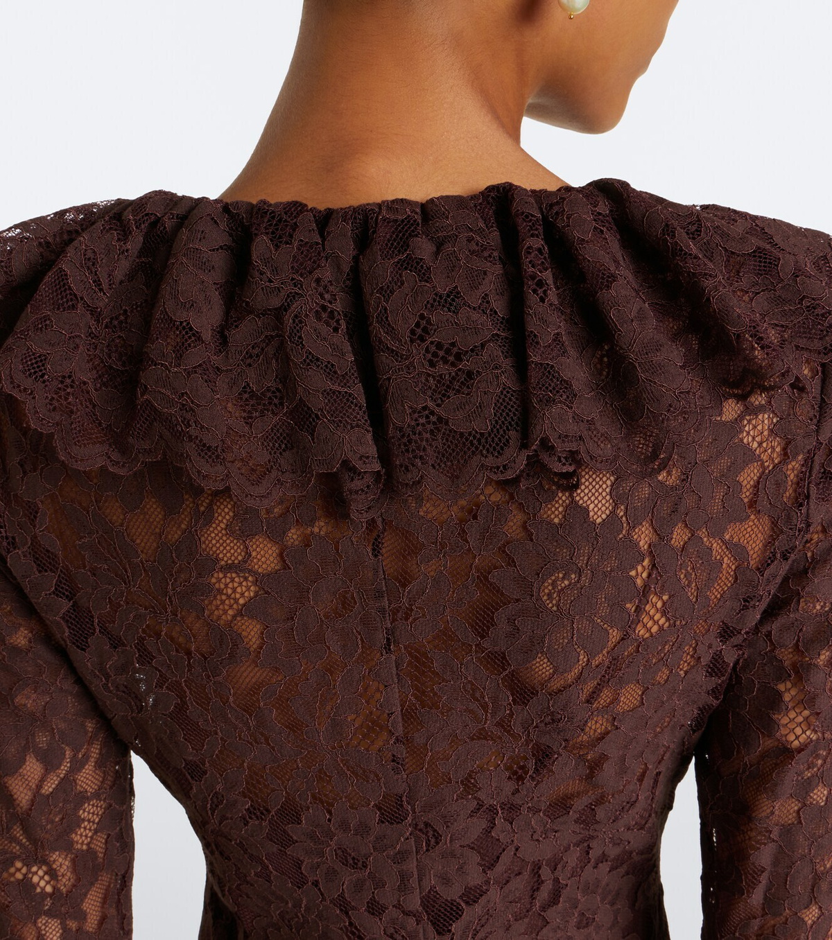De La Vali Clementina asymmetric lace maxi dress