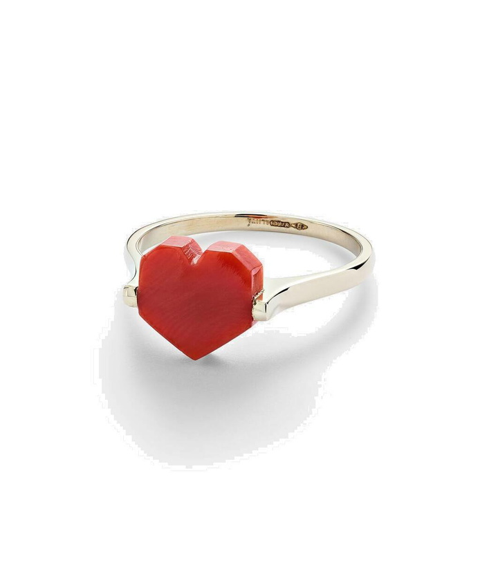 Photo: Aliita Corazón Mini 9kt gold ring with coral