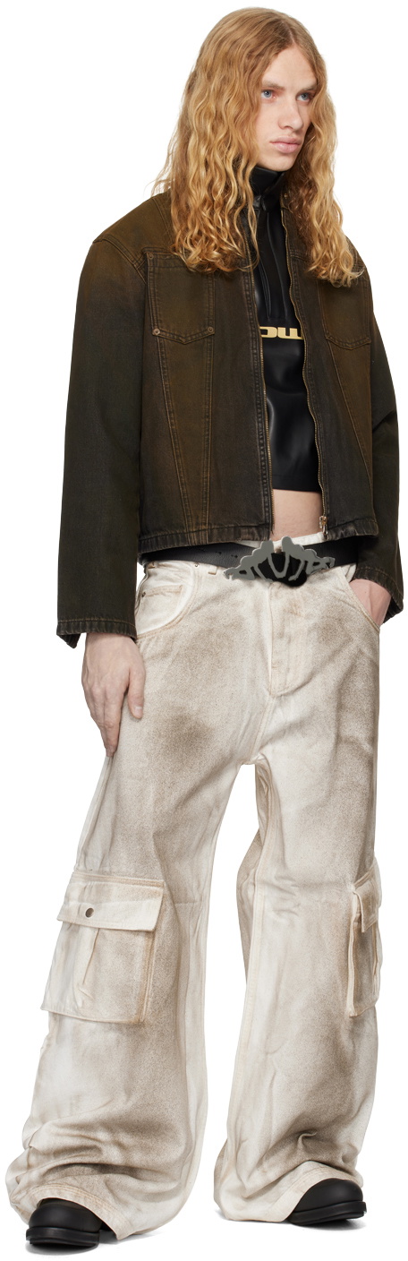 Mowalola Brown Moto Denim Jacket