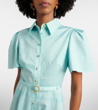 Leo Lin Printed belted cotton shirt dress