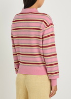 Guest In Residence Collegiate Striped Cashmere Polo top Pink