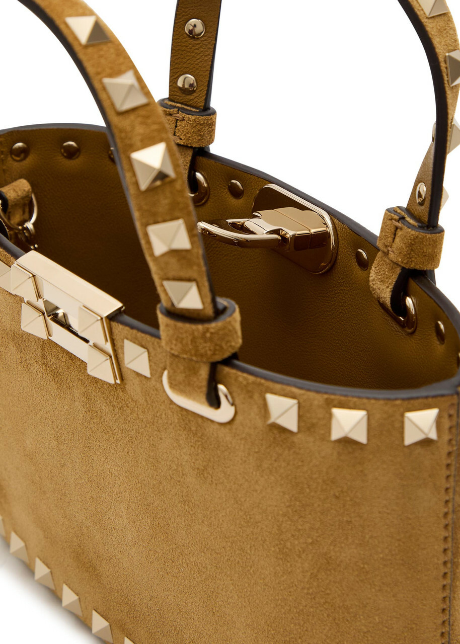 Valentino Rockstud Mini Suede Tote bag - Beige - One Size