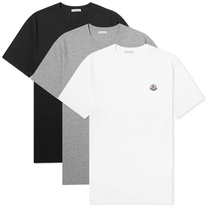 Photo: Moncler Men's Logo Badge T-Shirt - 3-Pack in Black/White/Grey