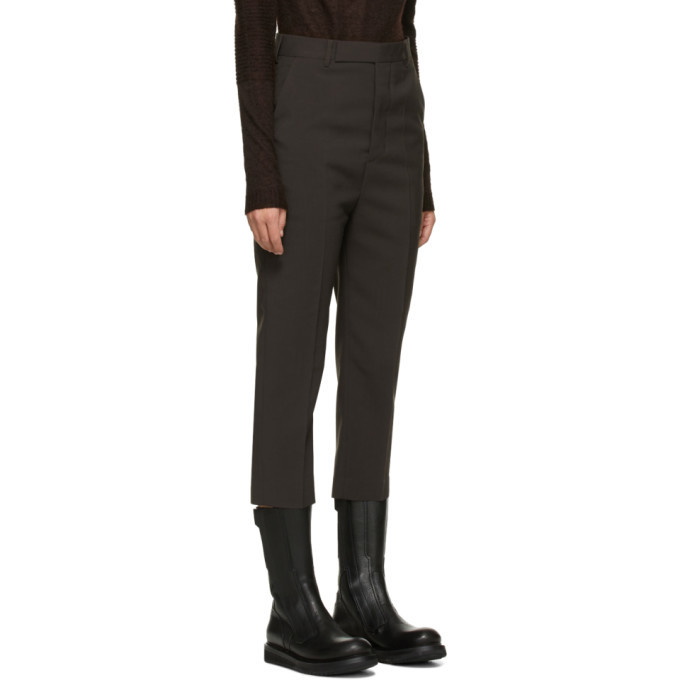 Rick Owens Brown Wool Cropped Astaire Trouser Rick Owens