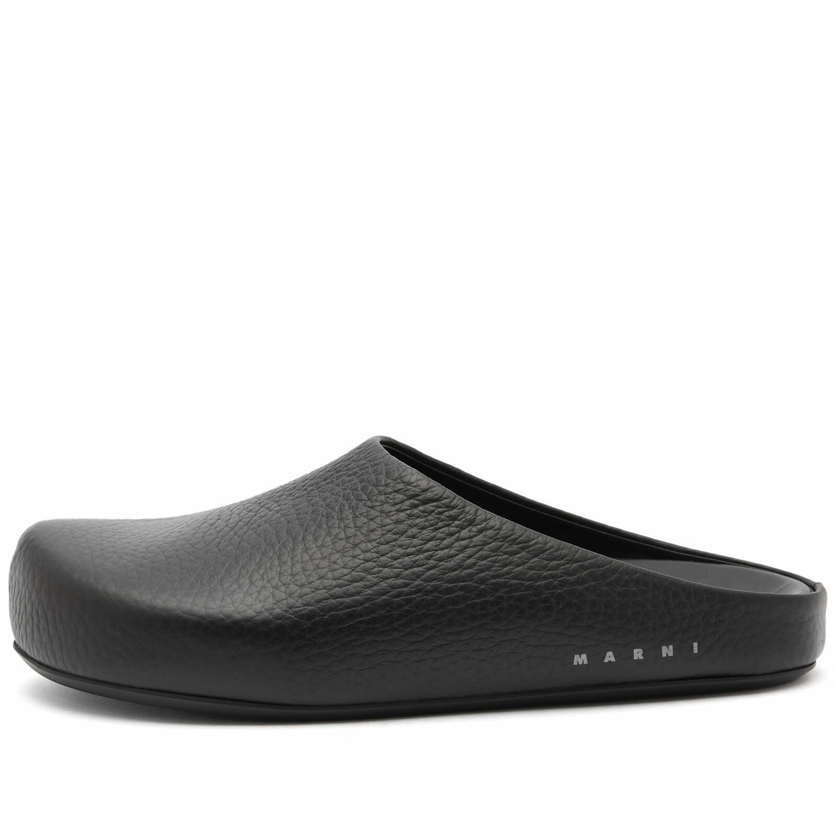 Marni Men's Fussbett Sabot Grained Leather Mule in Black Marni