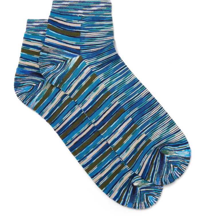 Photo: Missoni - Space-Dyed Stretch-Cotton Blend Socks - Blue