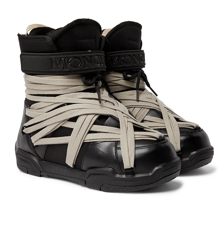 Photo: Rick Owens - Moncler Amber Canvas-Trimmed Leather Snow Boots - Black