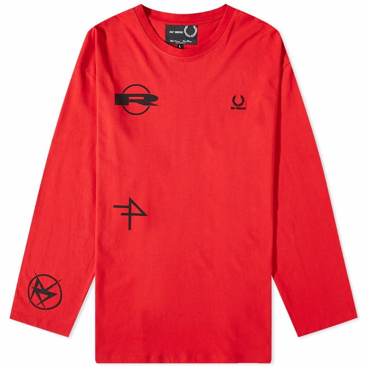 Photo: Fred Perry x Raf Simons Long Sleeve Printed T-Shirt in Goji Berry