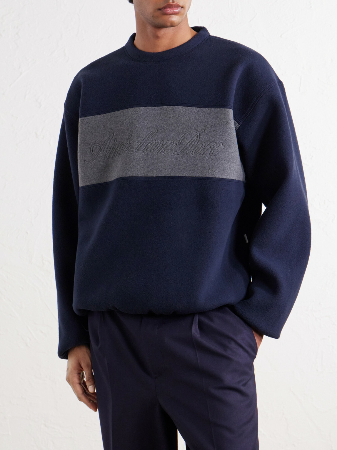 Aimé Leon Dore - Logo-Embroidered Two-Tone Fleece Sweatshirt - Blue