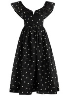 Zimmermann Crush Heart-print Linen-blend Midi Dress Black