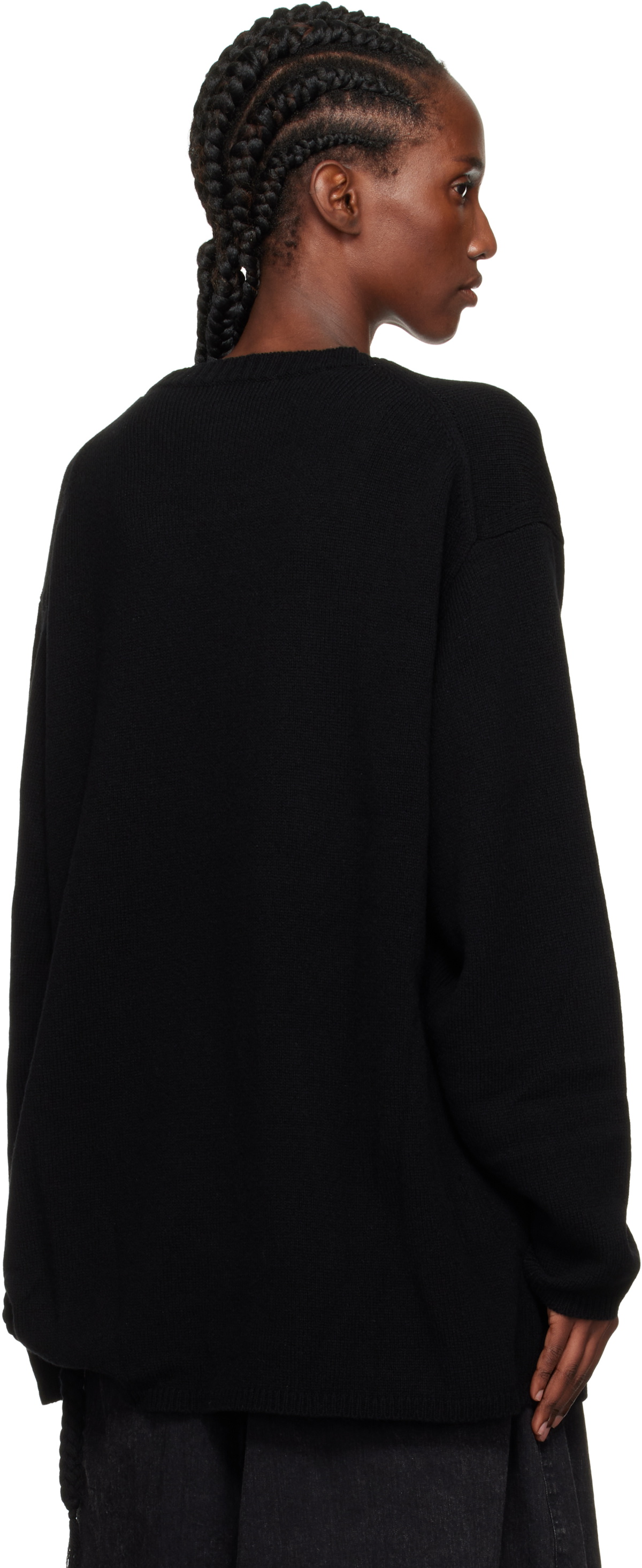 YOHJI YAMAMOTO Black String Round Neck Sweater