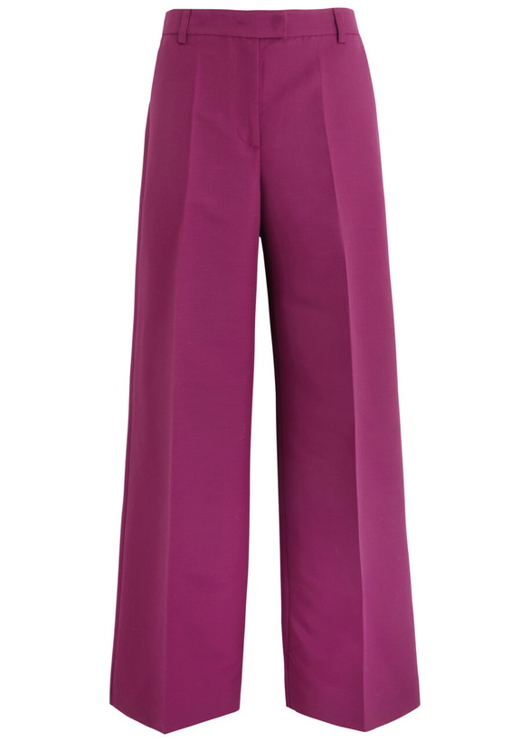 Photo: LA Double J Wide-leg Stretch-wool Trousers Burgundy