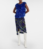 Dries Van Noten - Floral ruffle-trimmed satin midi skirt