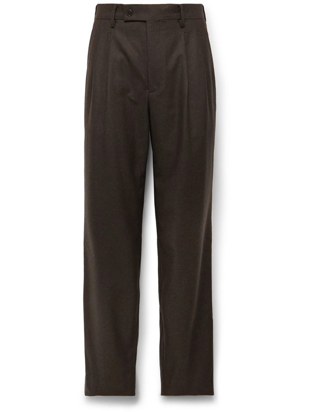 Photo: Auralee - Straight-Leg Pleated Wool-Flannel Trousers - Brown