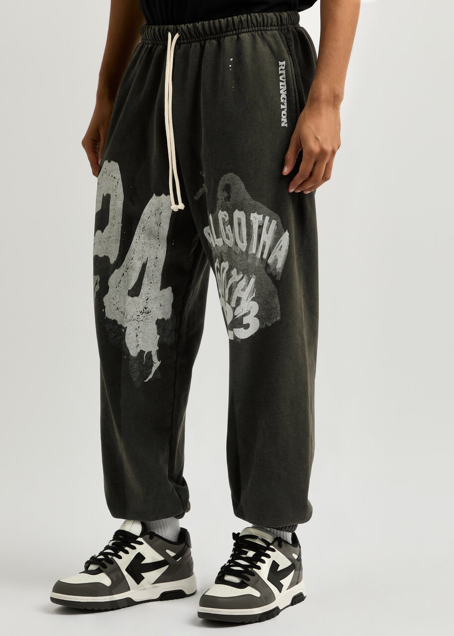 Rivington Roi Rebis Enemy Printed Cotton Sweatpants Black
