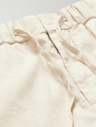 Frescobol Carioca - Oscar Tapered Herringbone Linen and Cotton-Blend Drawstring Trousers - Neutrals
