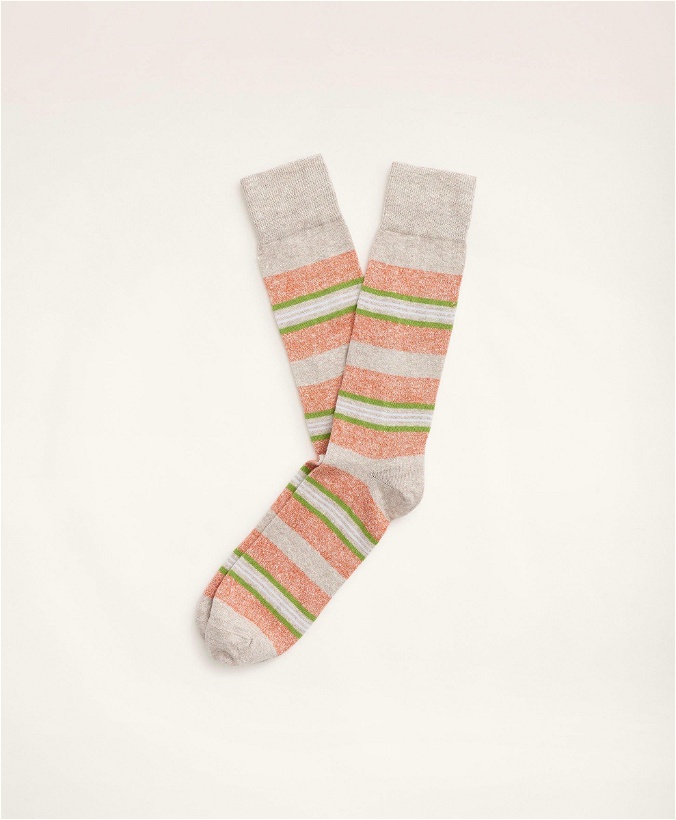 Photo: Brooks Brothers Men's Multi-Stripe Crew Socks | Beige