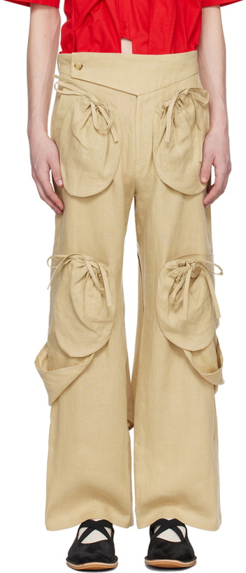 Photo: STRONGTHE Beige Pouch Cargo Pants