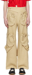 STRONGTHE Beige Pouch Cargo Pants