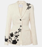 Erdem Embroidered cotton jacquard blazer
