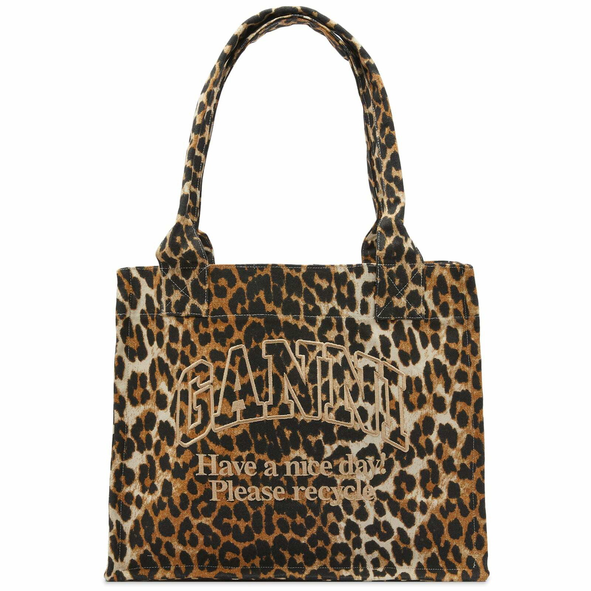 Ganni ◆ Large Easy Shopper Animal Print bag【 残りわずか】 GANNI Women's Large Easy Shopper Print in Leopard GANNI