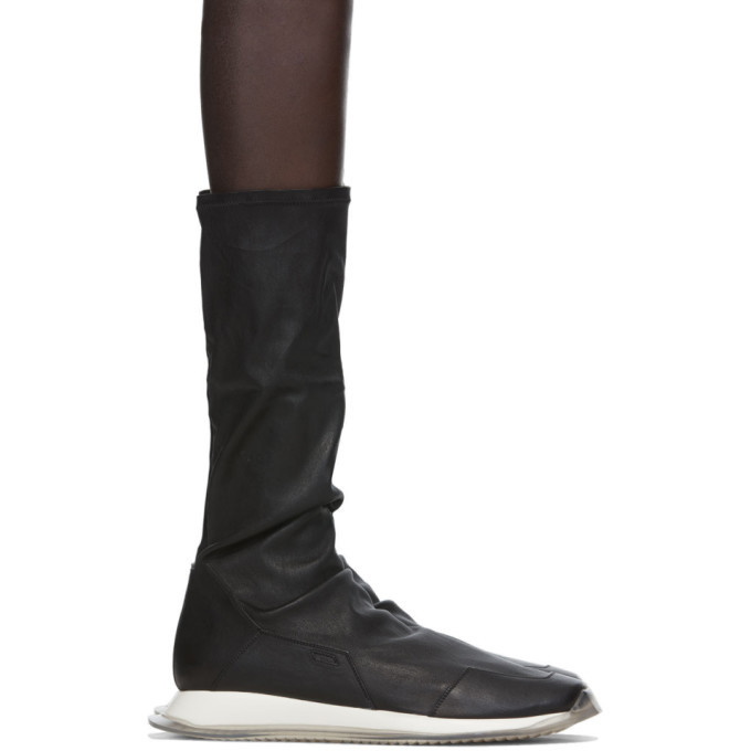 Photo: Rick Owens Black Stretch Oblique Runner Sneakers