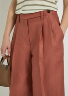 Brunello Cucinelli Bermuda Pleated Linen Shorts Terracotta