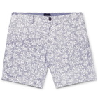 Club Monaco - Baxter Slim-Fit Printed Linen and Cotton-Blend Twill Shorts - Blue