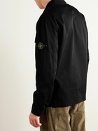 Stone Island - Logo-Appliquéd Garment-Dyed Cotton-Blend Sateen Overshirt - Black