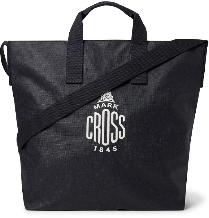 Photo: Mark Cross - Weatherbird Logo-Embroidered Coated-Canvas Tote - Blue