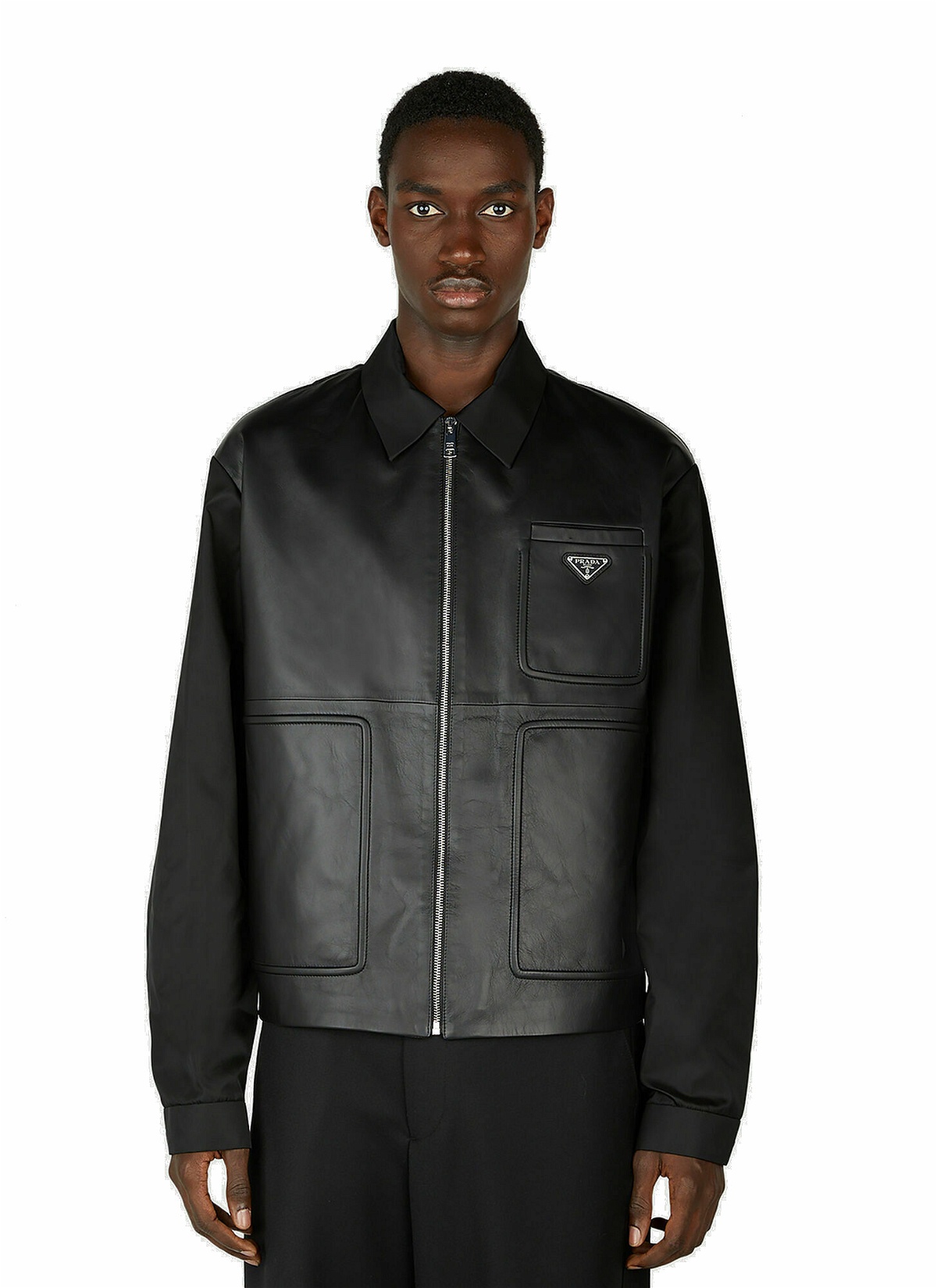 Prada - Re-Nylon Leather Jacket in Black Prada