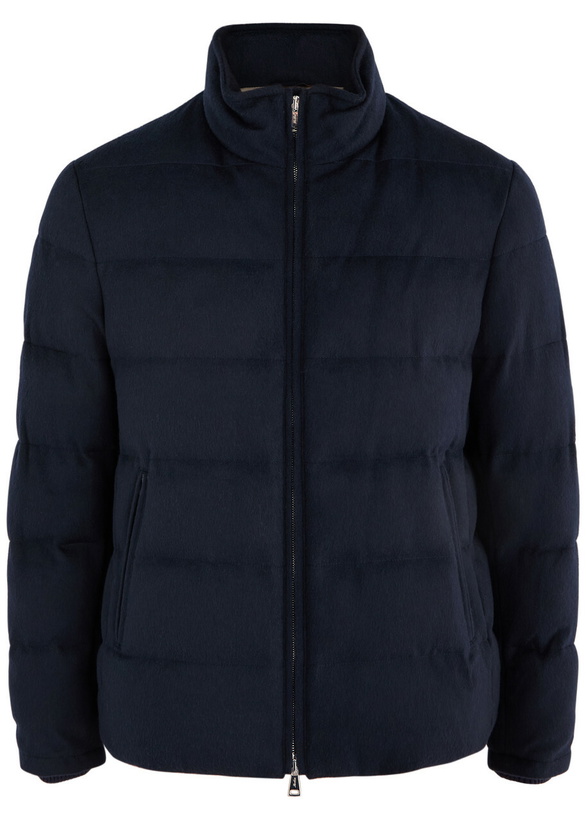 Photo: Aurélien Quilted Wool-blend Jacket Navy