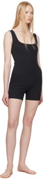 SKIMS Black Cotton Rib Onesie Romper