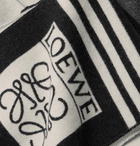 Loewe - Logo-Intarsia Fringed Wool and Cashmere-Blend Scarf - Black