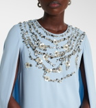 Oscar de la Renta Caped embellished silk-blend gown