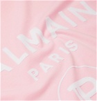Balmain - Slim-Fit Logo-Flocked Cotton-Jersey T-Shirt - Pink