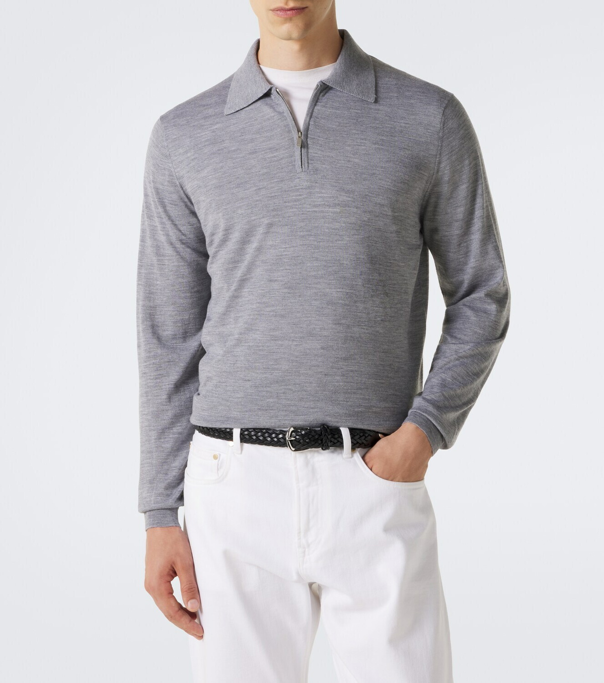 Lardini Wool, silk, and cashmere polo sweater