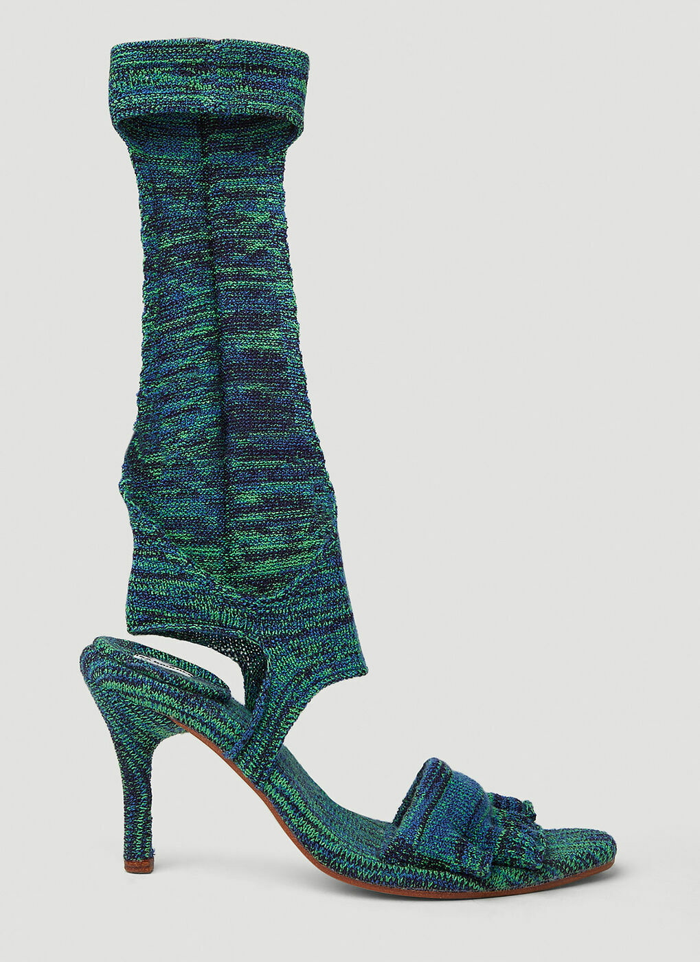 Wire Stretch Sandals Green Blue Designer Spiral Strap High Heels