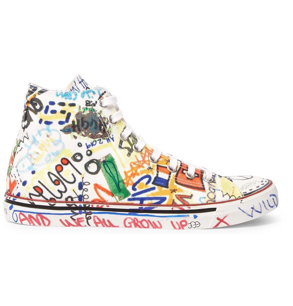 Vetements - Printed Canvas High-Top Sneakers - Men - White