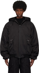 Professor.E Black Hooded Mega Bomber Jacket