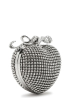 Self-portrait Heart Crystal-embellished Satin Clutch - Silver - One Size
