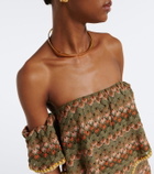La DoubleJ Sand Dollar embroidered cotton-blend top