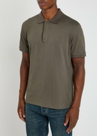 Emporio Armani Half-zip Cotton Polo Shirt Dark Green