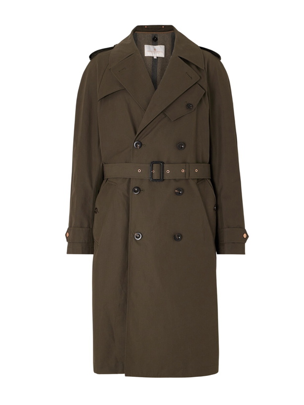 Photo: Private White V.C. - The Despatch Rider's Double-Breasted Belted Cotton Trench Coat - Green
