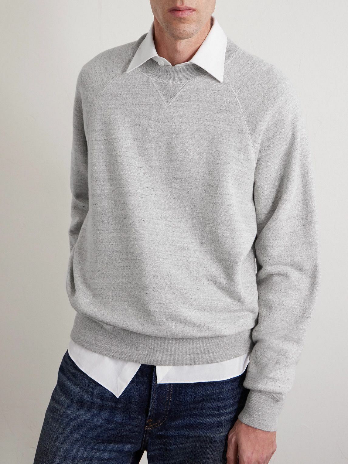 Drake's - Logo-Embroidered Cotton-Jersey Sweatshirt - Gray
