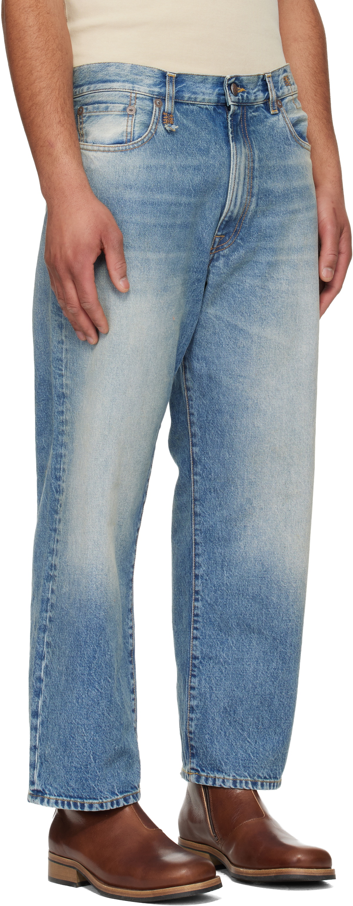 R13 Blue Washed Boyfriend Jeans