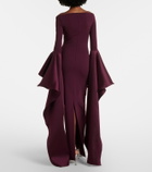 Solace London Astria off-shoulder satin-trimmed gown