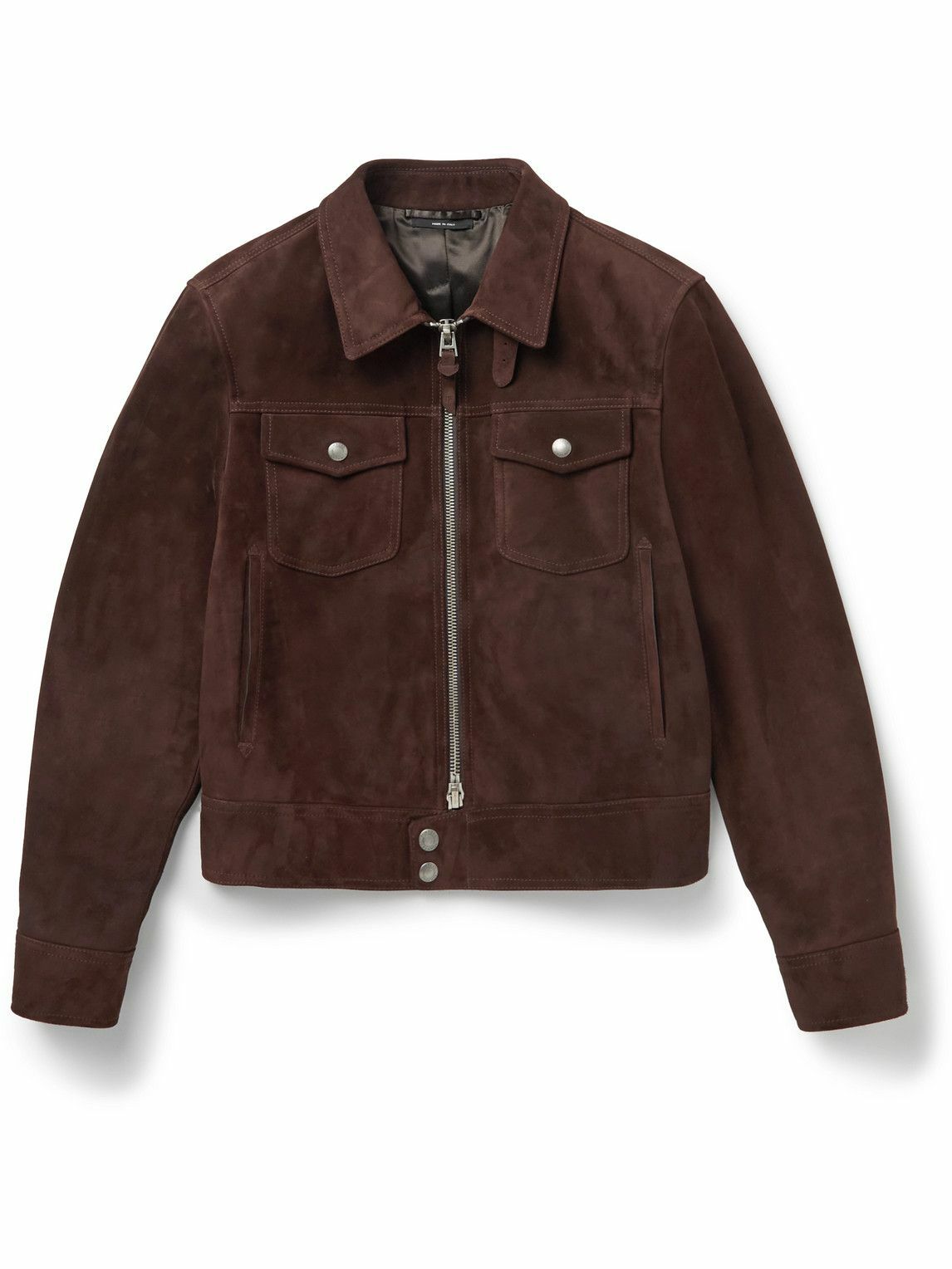 TOM FORD - Suede Blouson Jacket - Burgundy TOM FORD