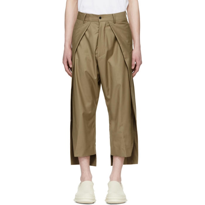 Photo: D.Gnak by Kang.D Beige Front Panel Side Vent Trousers 